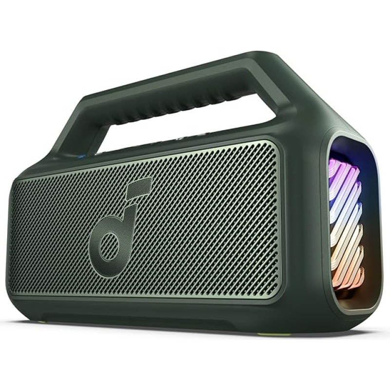 soundcore by Anker, Boom 2 Outdoor-Lautsprecher, 80W, Subwoofer, BassUp 2.0, 24h Akku, IPX7 Wasserdicht & Schwimmt, LED-Licht, USB-C, EQ, BT 5.3, Mobiler Bluetooth-Speaker(Generalüberholt)