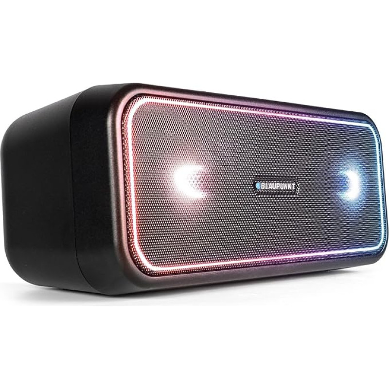 BLAUPUNKT PS 200 Bluetooth Party Speaker, 4.2, AUX-IN, Party Speaker with Multicoloured LED Lighting, Integrated Battery in Black