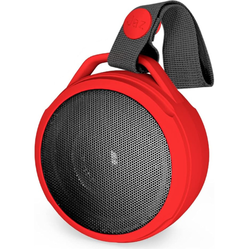 JAZ SBS Wizard 3W Speaker, Waterproof IPX6 Music Speaker, Wireless Speaker with Neck Strap and Charging Cable, Red