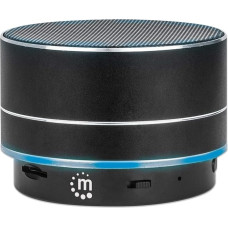 Manhattan Metallic LED Bluetooth Portable Wireless Outdoor Mini Speaker, Perfect for Travel, Black, Compatible with Smartphone, Tablet, PC, Microphone, 165310