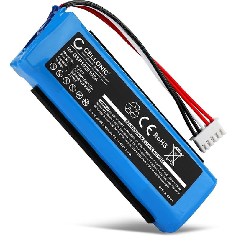 CELLONIC® Replacement Battery GSP1029102A for JBL Charge 3 (2016) Speaker Music Box Battery 6000 mAh Soundbox Battery