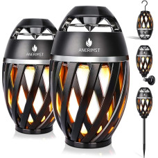 ANERIMST Flashlight Bluetooth Speaker with Rods/Hooks, Flickering Flame Effect, Outdoor/Indoor Waterproof Light Up Stereo Speaker for Party/Yard/Patio/Gifts, 2 Pack