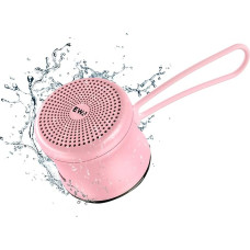 EWA A119 Mini Bluetooth Speaker with Neck Strap, Small Speaker with Bass Spotlight, IPX7 Waterproof, Tiny but Powerful, Wireless Metal Speaker for Home, Office, etc. (Pink)