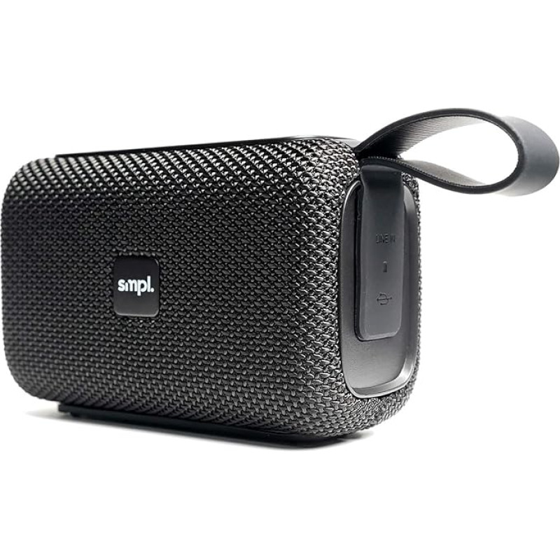 Smpl Wireless Speaker - Wireless Bluetooth Speaker, 8 W, IPX6 Waterproof, Dustproof, Drop-Proof, 8 Hours Battery Life, Black