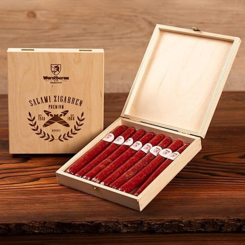 Salami Sausage Sticks in High-Quality Wooden Gift Box/Sausage Gift for Men / Sausage Snack Gift Idea in High Quality