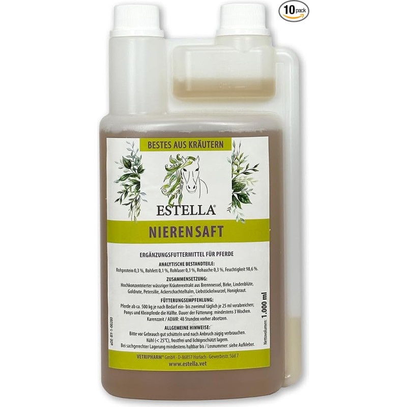 ESTELLA Kidney Juice (1 Litre) I Natural Herbal Extract for Horses to Support Kidney Function | No Sugar & Alcohol