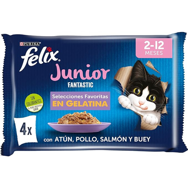 Purina Felix Men's Fantastic Junior, rudos spalvos, 4,08 kg (1 pakuotė), rudos spalvos