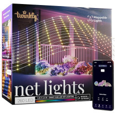 Twinkly Netzlichter, Flexibles LED-Gitter mit 260 RGB-LEDs, Lichtstreifen für Drinnen und Draußen, Kompatibel mit Alexa, Google Home, IP44, App-Steuerung, Transparentes Kabel, 1,2 m x 1,9 m