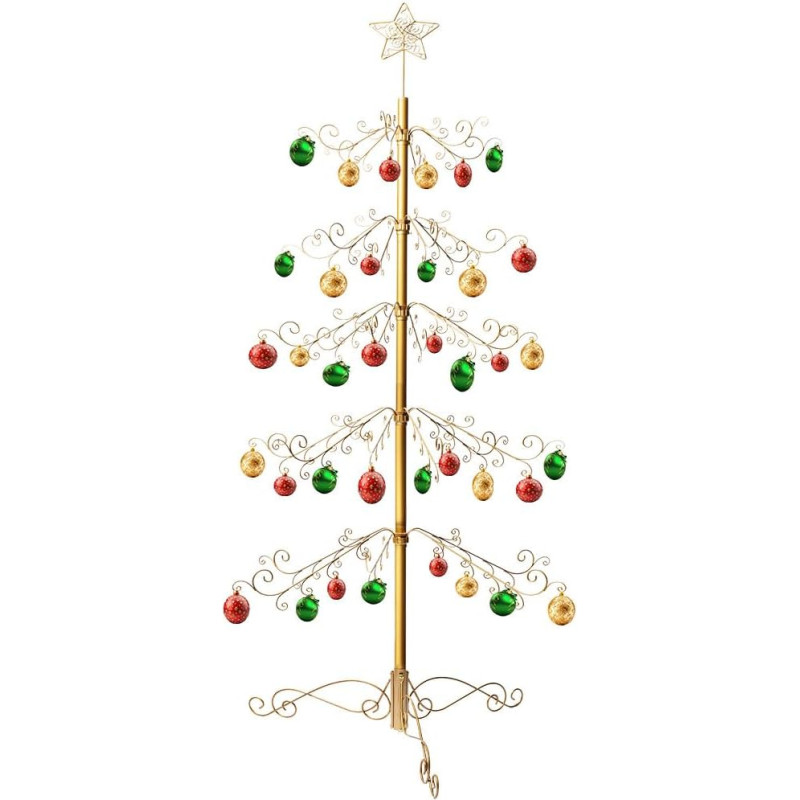 HOHIYA Christmas Tree Metal Christmas Tree Large Decorations Christmas Tree Baubles Assembly 210 cm Hanging Bright Colours Environmentally Friendly