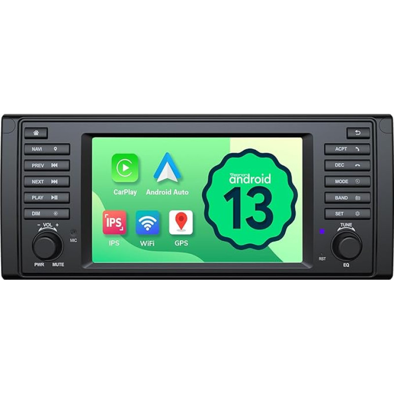 Eonon Android 13 7 Inch IPS Car Radio with 2 + 32 GB for BMW 5 E39 (1995-2002) GPS CarPlay Android Car Bluetooth DSP Screen Mirroring SWC Car Radio Support Reversing Camera Head Unit E39A13