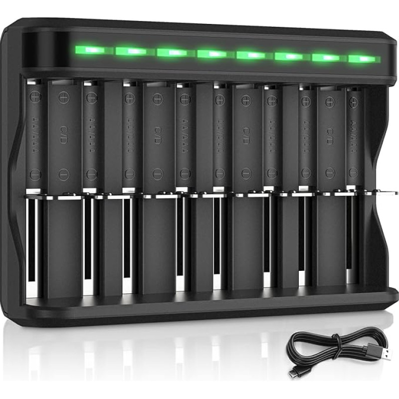 BONAI Battery Charger Universal LED USB Battery Charger Fast Smart Battery Charger Intelligent Battery Charger for AA AAA C D NI-Mh/NI-CD Rechargeable Batteries