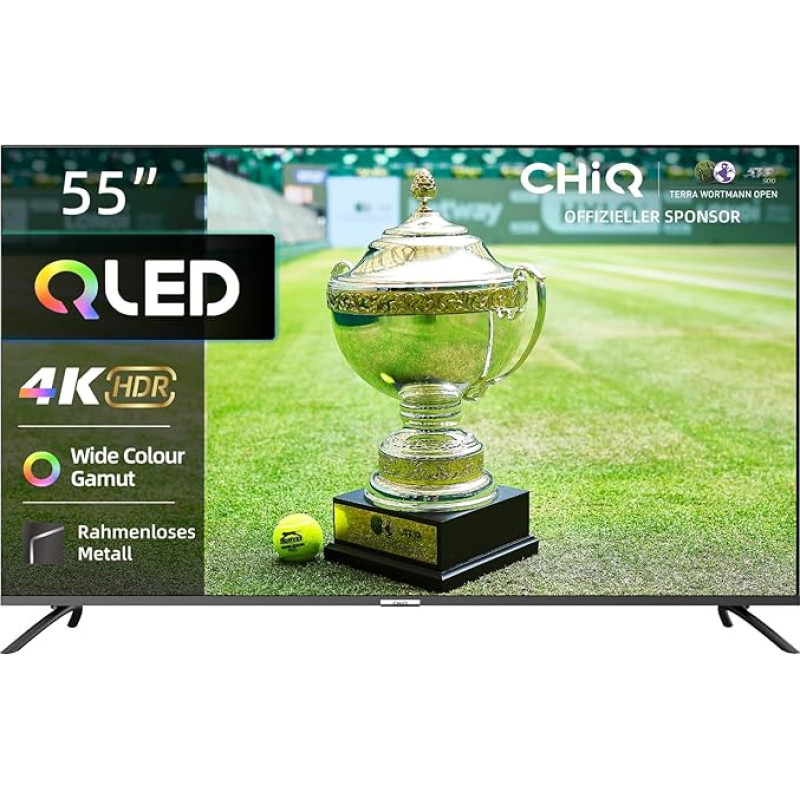 CHiQ U55QM8E 55 Inch QLED TV, UHD 4K Smart TV, Google TV, WiFi, Bluetooth 5.0, DBX TV, Dolby Audio, Google Assistant, Chromecast, Triple Tuner, Netflix