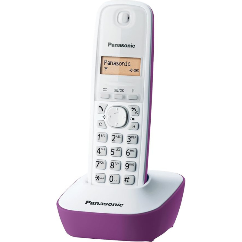 Panasonic KX-TG1611FRF DECT-Schnurlostelefon ohne Anrufbeantworter, Violett/Weiß