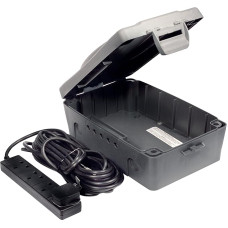 Masterplug WBXBFG10B-MP Wetterfeste Elektrobox für den Außenbereich mit Vier Steckdosen, 10 Meter Verlängerungskabel, 351 x 220 x 126,5 mm, Dunkelgrau