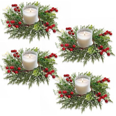 SOMYTING 4 kalėdinių žvakių žiedų pakuotė, 27 cm kalėdinio vainiko žvakių žiedas, dirbtinių žvakių girlianda, kalėdinių žvakių vainikas, kalėdinių žvakių laikiklis stulpinėms žvakėms, kalėdinis stalas