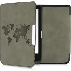 kwmobile dėklas, suderinamas su Pocketbook Touch Lux 4/5/Touch HD 3/Color (2020)/Vivlio Lux 5 dėklu - Dirbtinės odos viršelis - Travel Outline Grey