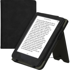 kwmobile Flip Case Compatible with Kobo Clara 2E / Tolino Shine 4 - Hand Strap - Cover Black