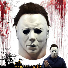 Aoreun Michael Myers kaukė, žudo Michael Myers kaukė siaubo balta veido pilna galvos kaukė su plaukais latekso Helovinas baisus Cosplay rekvizitai Helovinas kaukė karnavalas Helovinas kaukė suaugusiems