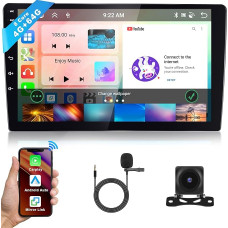 Hodozzy 10.1 Inch Car Radio Android 4GB + 64GB 8 Core IPS Touchscreen Radio GPS Navigation with Screen Wireless Carplay Android Car Mirror Link 2 DIN Car Radio Bluetooth DSP, WiFi, FM RDS, Camera