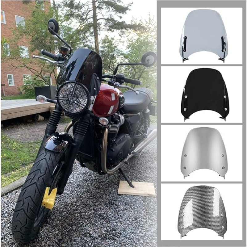 Motorcycle Windscreen Cover with Holder for T.r.iumph Street Twin 900 Windscreen Flyscreen Fly Screen Wind Deflector Pare-Breeze Protector Front Panel 2019-2022 (Smoke)