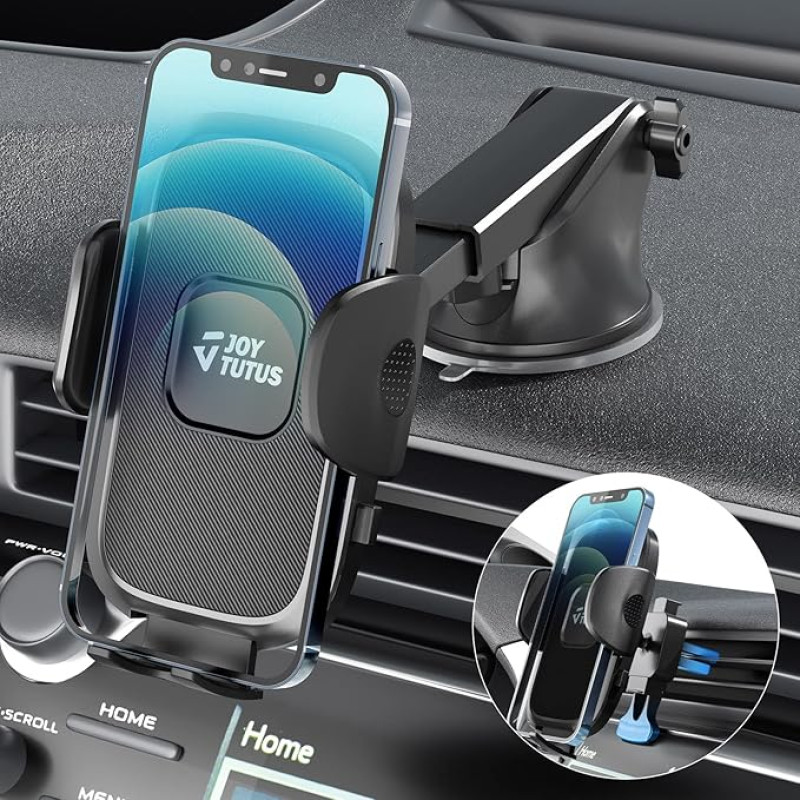 JOYTUTUS Mobiliojo telefono laikiklis automobilyje, 3 in 1 mobiliojo telefono laikiklis automobilyje su ilga rankena, 360° besisukantis priekinio stiklo telefono laikiklis automobilyje, mobiliojo telefono laikiklis automobilyje iPhone/Xiaomi/Huawei/Samsun