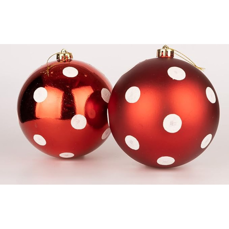 60mm/18pcs Kalėdų Baubles Shatterproof Raudona balta Polka Dot Kalėdų eglutė ornamentai kamuolys ornamentai Baubles Kalėdų dekoracijos atostogų dekoracijos Shiny Matte Glitter