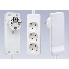 NVB 104566 Power Strip without Switch White Flat Connector Pack of 1