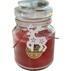 Weihnachtliche Duftkerze mit Apfel- und Zimtduft in eleganter wiederverwendbarer Glasverpackung, Weihnachtskerze, lange Brenndauer.