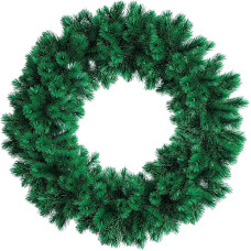 AKH® PVC Weihnachtskranz mit 180 Spitzen | 24 Zoll / 61 cm | Künstlicher Weihnachtskranz für Haustür, festliche Türdekoration, traditionelle Feiertagsdekoration