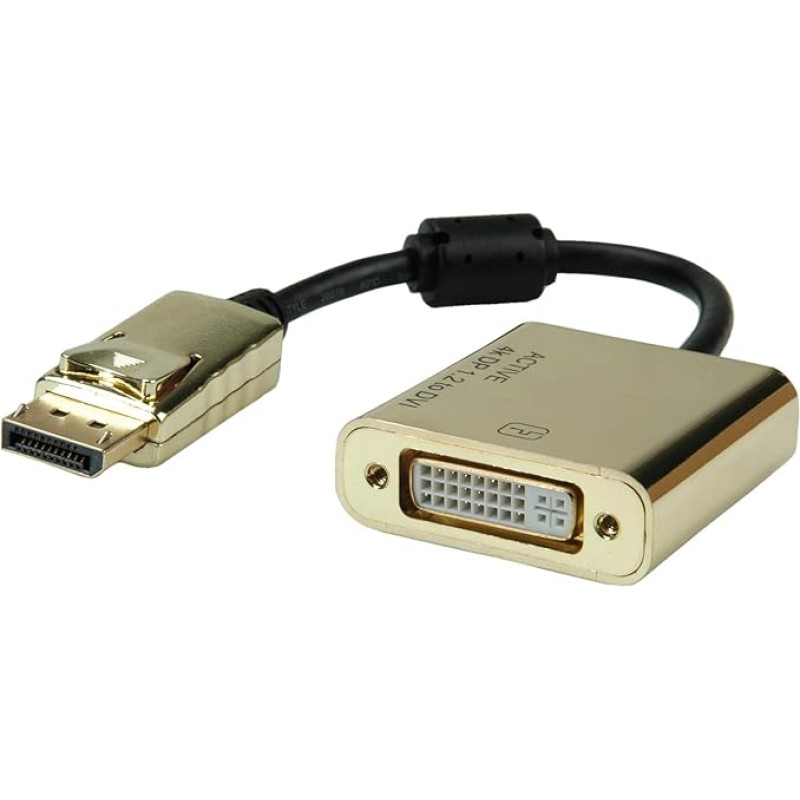 ROLINE Gold 4K DP-DVI adapteris, aktyvus, v1.2, DP ST - DVI BU, mažmeninė lizdinė pakuotė