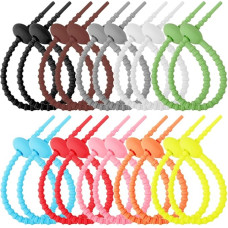 20 vienetų silikoniniai kabeliniai kaklaraiščiai, spalvingi daugkartinio naudojimo silikoniniai gyvatės kaklaraiščiai, kabelių dirželiai, duonos kaklaraištis, kišeniniai užrakto spaustukai, elastinės juostos, universalios silikoninės kaklaraiščiai šeimos 