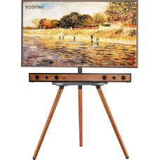 ECOTINY TV stovas 40-65 colių LCD LED OLED ekranui iki 35 kg, reguliuojamo aukščio ir pasukamas, nešiojamas medinis televizoriaus stovas su mediniu dėklu, maksimali VESA 400 x 400 mm, juodas riešutmedis