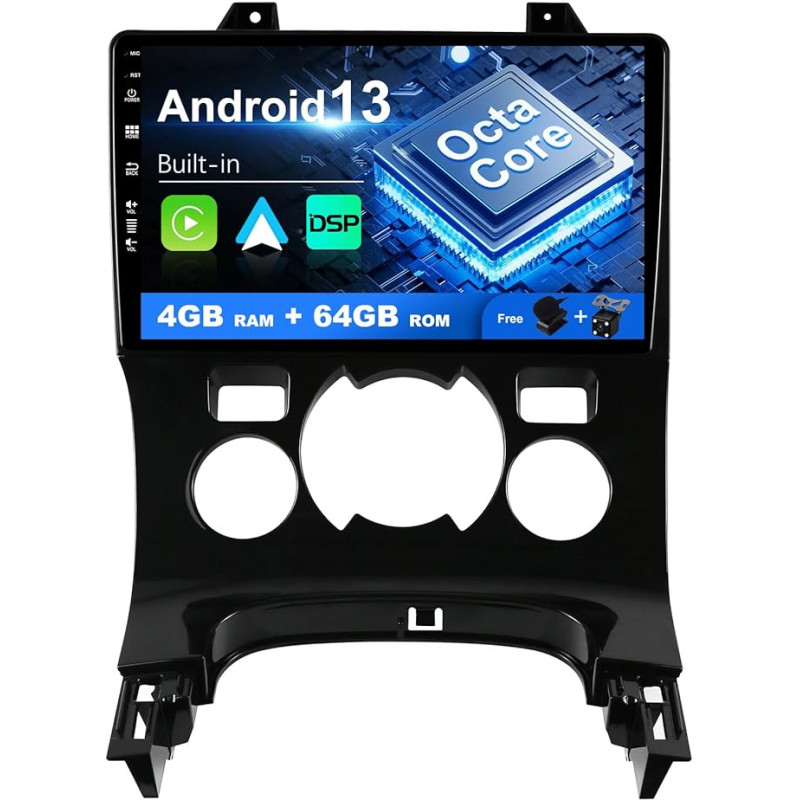 SXAUTO Android 12 IPS automobilinis radijo imtuvas Peugeot 3008 (2013-2018) - Integruotas Carplay/Android Car/DSP - LED kamera + MIC - 4G + 64G - DAB 360-CAM valdymas vairu Fast-Boot AHD WiFi Bluetooth - 2 DIN