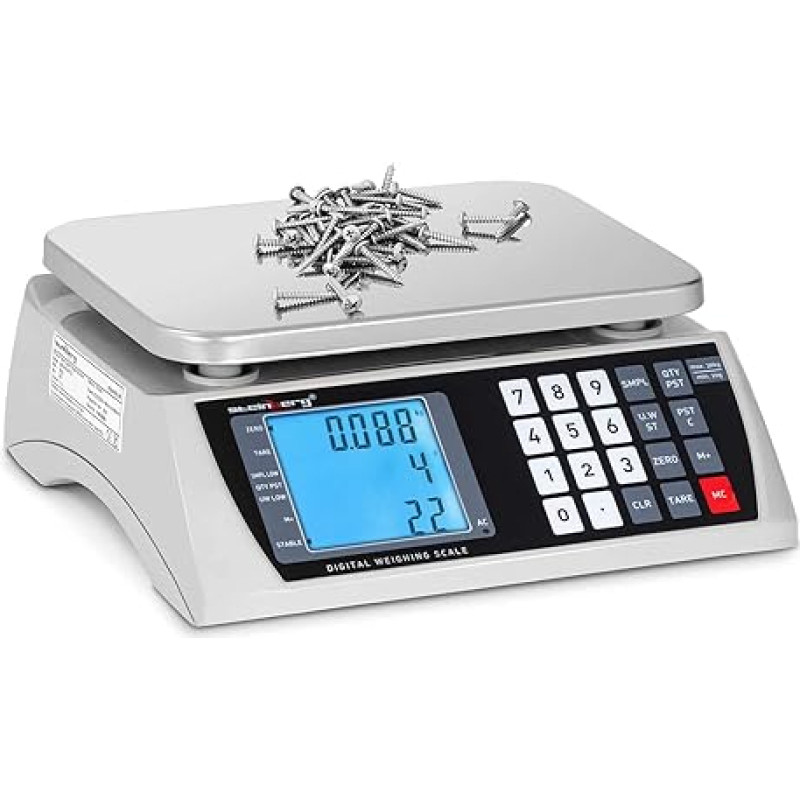 Steinberg Systems SBS-PW-301CD Counting Scales 30 kg/1 g LCD Battery 72 Hours Weighing Surface 30.5 x 20 cm Inventory Scales Reference Scales