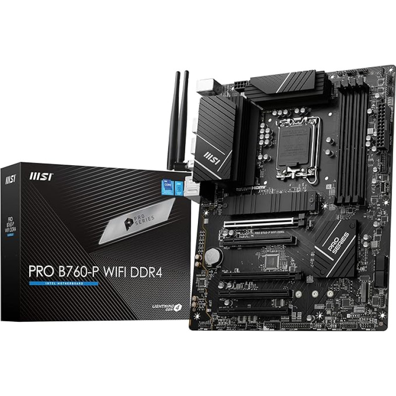 MSI PRO B760-P WiFi DDR4 pagrindinė plokštė, ATX - palaiko 12, 13 ir 14 kartos 