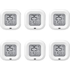 RANRAO WiFi higrometras termometras termometras jutiklis WIFI belaidis baltas mini LCD skaitmeninis temperatūros ir drėgmės matuoklis 6 pakuotės