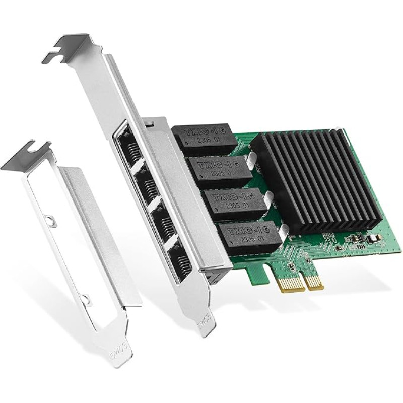 Binardat 4 Port Gigabit PCIe Network Adapter, Realtek RT8111H Controller 1000/100Mbps Ethernet LAN NIC Card for Windows/Linux/Mac