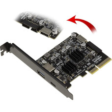 KALEA-INFORMATIQUE PCIe USB 3.2 Gen2 10G valdiklio kortelė su 2 išoriniais A ir C prievadais ir 2 vidiniais 19 taškų ir E tipo prievadais Mikroschemų rinkinys ASM 3142 ir Via VLI VL822