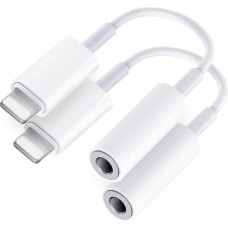 Headphone Adapter [Apple MFi Certified] Pack of 2 Lightning to Jack 3.5 Adapter Aux to 3.5 mm Headphone Jack, Compatible with iPhone 14/13/12/11/XR/X/XS/8/7, Supports All iOS