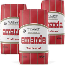 Amanda Yerba Mate Tea Traditional 3 kg + Gift Sample (40 g) Rich in Vitamins and Antioxidants Wake-up Tea with Caffeine Accelerates Metabolism Argentina