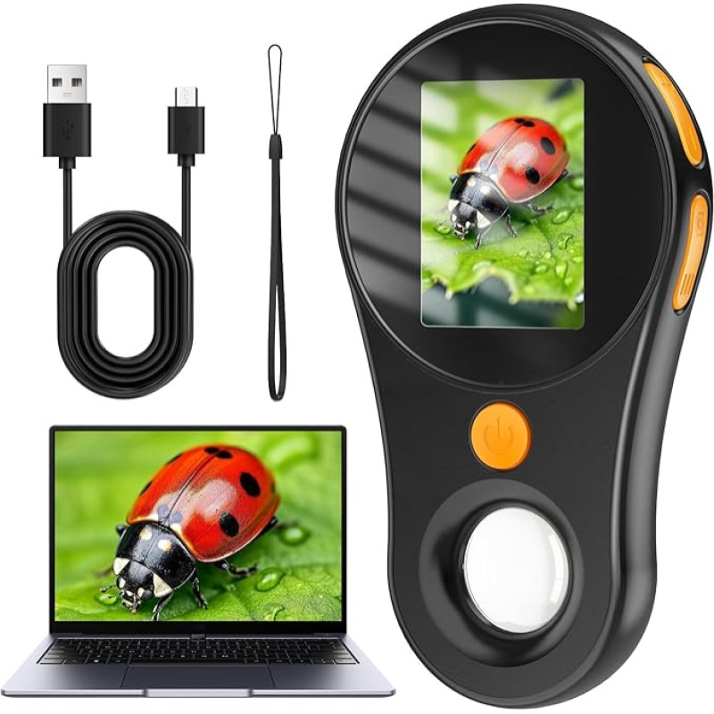 Skaitmeninis mikroskopas vaikams, OUTACT nešiojamasis mikroskopas, kišeninis mikroskopas su 8 šviesos diodais, 500 x mini mikroskopas su optiniu didintuvu, lauko vaikų kišeninis mikroskopas su 4 reguliavimo lygiais,