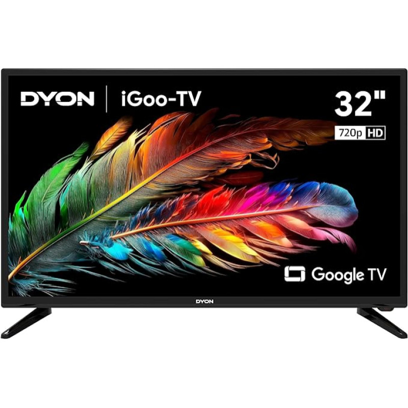 DYON iGoo-TV 32H 80 cm (32 Inch) Google TV (HD Triple Tuner, Prime Video, Netflix, Google Play Store for DAZN, Disney+, Apple TV+, Paramount+, Waipu.tv and Much, Google Assistant) [Mod. 2023]