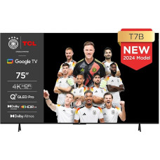 TCL 75T7B 75 Inch QLED Pro TV, 4K Ultra HD, HDR Pro, Smart TV Supported by Google TV (Dolby & Atmos, Motion Clarity, Hands-Free Voice Control, Compatible with Google Assistant & Alexa)