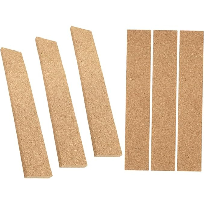 GRIRIW Pack of 6 Self-Adhesive Cork Strips Cork Board Frameless Memo Board Strips Cork Slat Strips Pin Board Strips Wall Cladding Wall Padding Memo Board Strips Cork Office Accessories