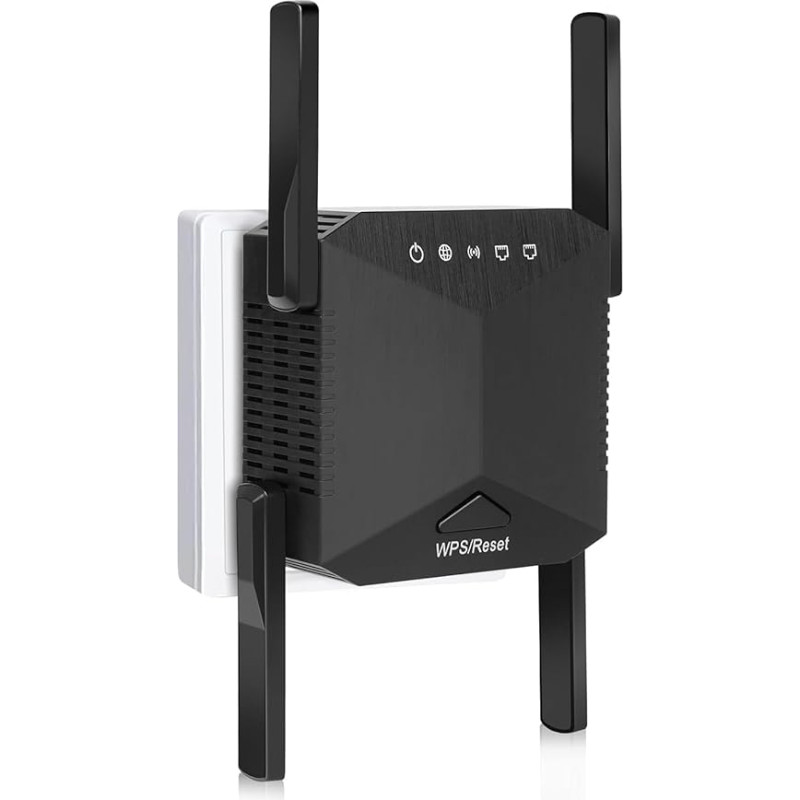 zoeyzoey WLAN stiprintuvas 1200 Mbit/s WiFi kartotuvas, dviejų dažnių juostų 5 GHz ir 2,4 GHz WLAN kartotuvas su WPS, WiFi interneto stiprintuvas, suderinamas su visais WLAN įrenginiais, WiFi diapazono ilgintuvas su LAN/WAN prievadu