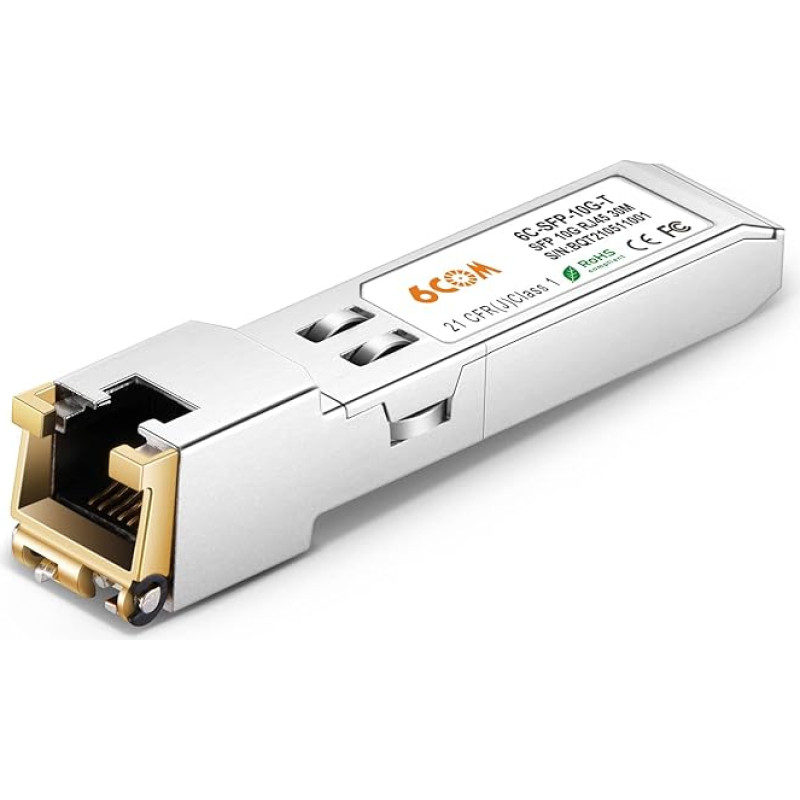 6COMGIGA 10G SFP+ varinis RJ-45 modulis, 10GBASE-T siųstuvas, suderinamas su 