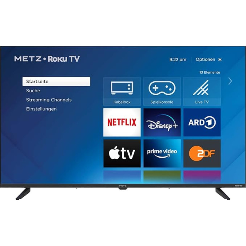 METZ Blue Roku 32MTD3011Z HD Smart TV, 32 Inches, 80 cm, TV with Triple Tuner, Wi-Fi, LAN, HDMI, USB, Black