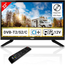 21.5 Inch (55 cm) LCD TV Xoro HTC 2249 with HDTV Triple Tuner, Integrated Slot-In DVD Player, USB 2.0 Media Player, CI+ Slot, 12 V Connection, Black