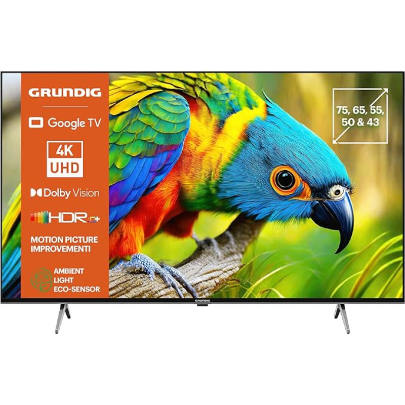 GRUNDIG 75 GUB 7340 TV 75 Inch (189 cm) LED TV, Google TV, Google Chromecast, 4K UHD, Dolby Vision, HDR10+, Micro Dimming Engine, Magic Fidelity, Bluetooth, Smart TV, Black