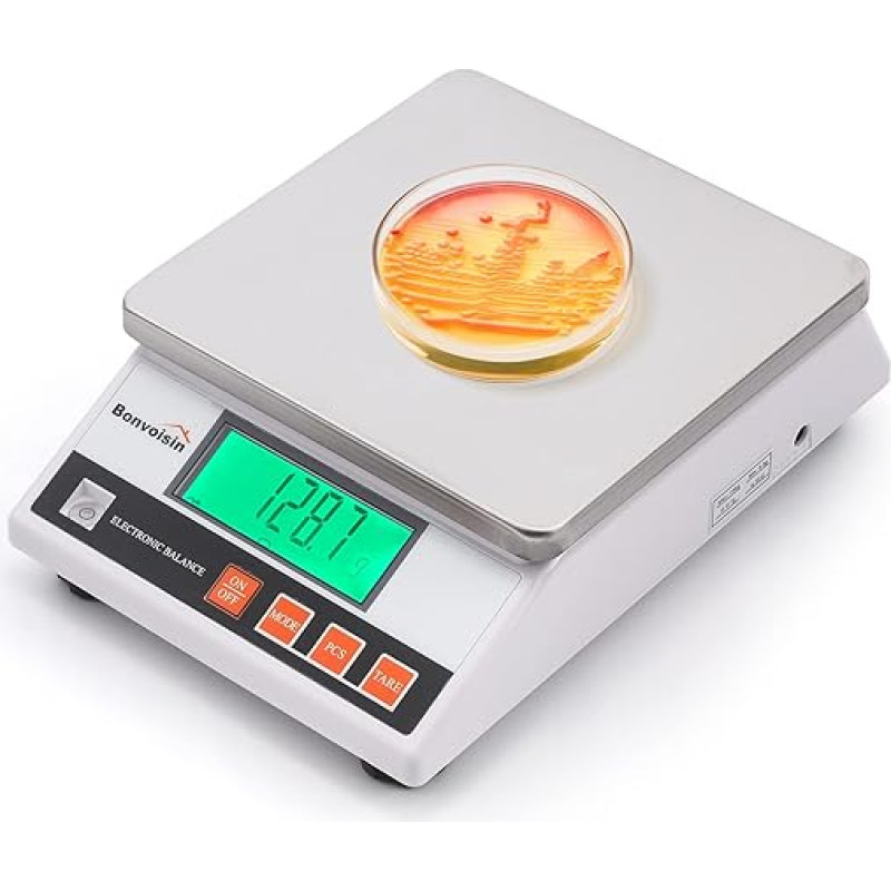 Bonvoisin 10 kg x 0.1 g Digital Scales Accurate Electronic Laboratory Scales Analytical Scales Industrial Kitchen Scales with CE Certification